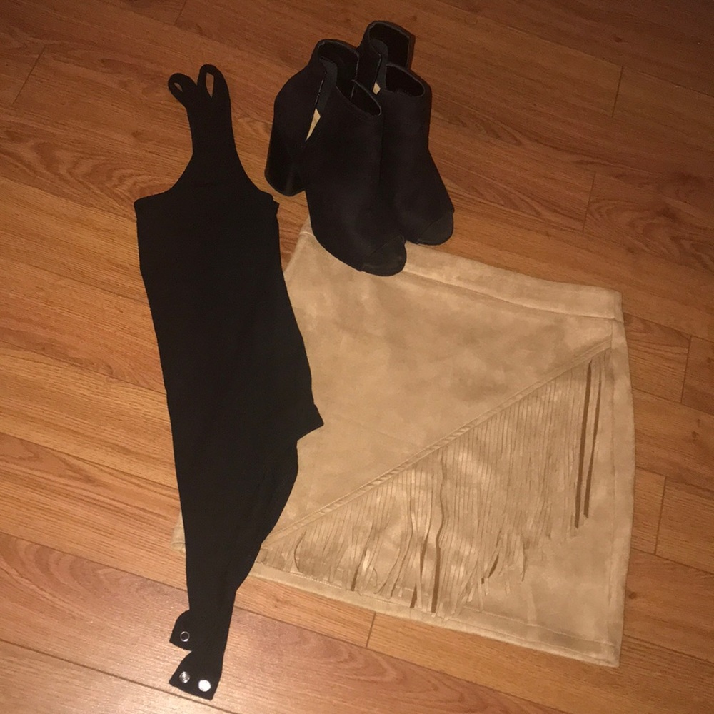 Taupe Suede Mini Skirt